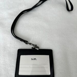 Coach black ID holder/lanyard